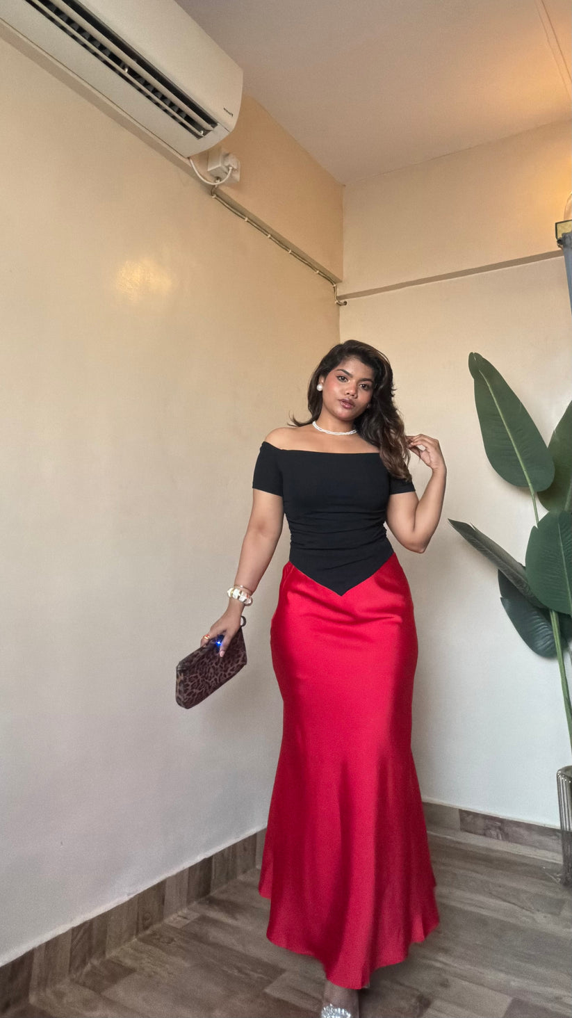 Premium Red Satin Skirt