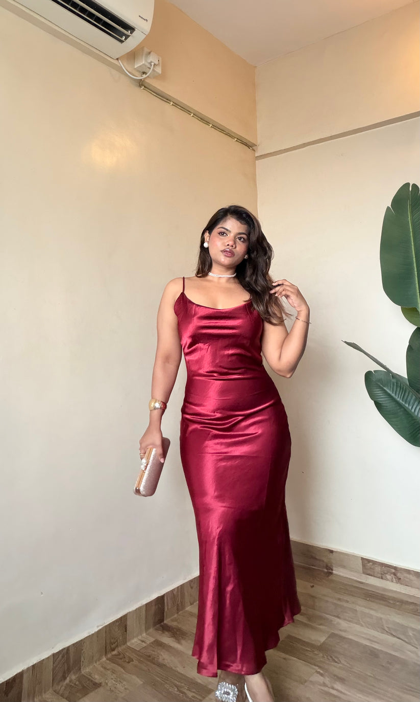 Red Satin Slip Dress