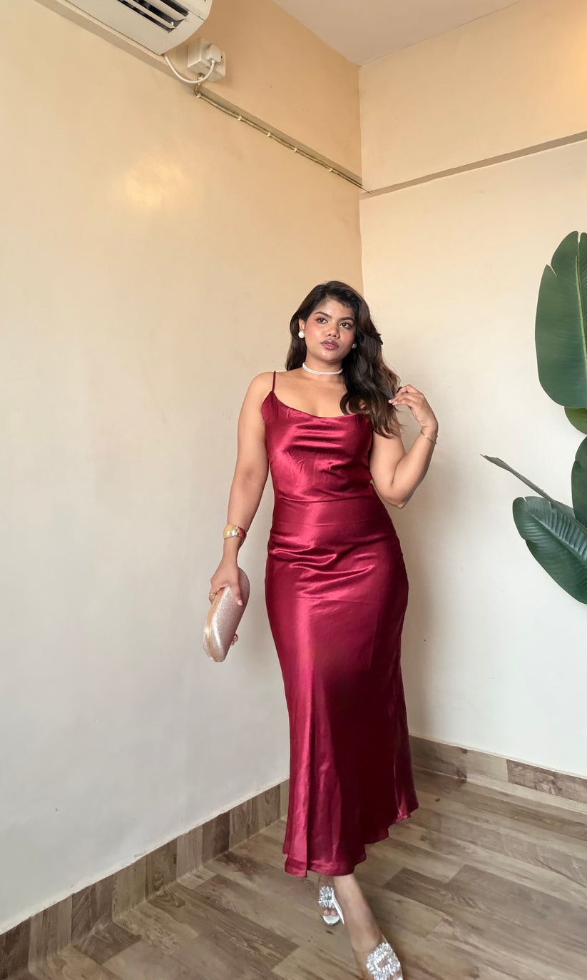 Red Satin Slip Dress