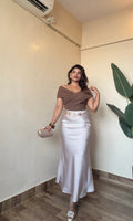Premium Ivory Champagne Satin Skirt
