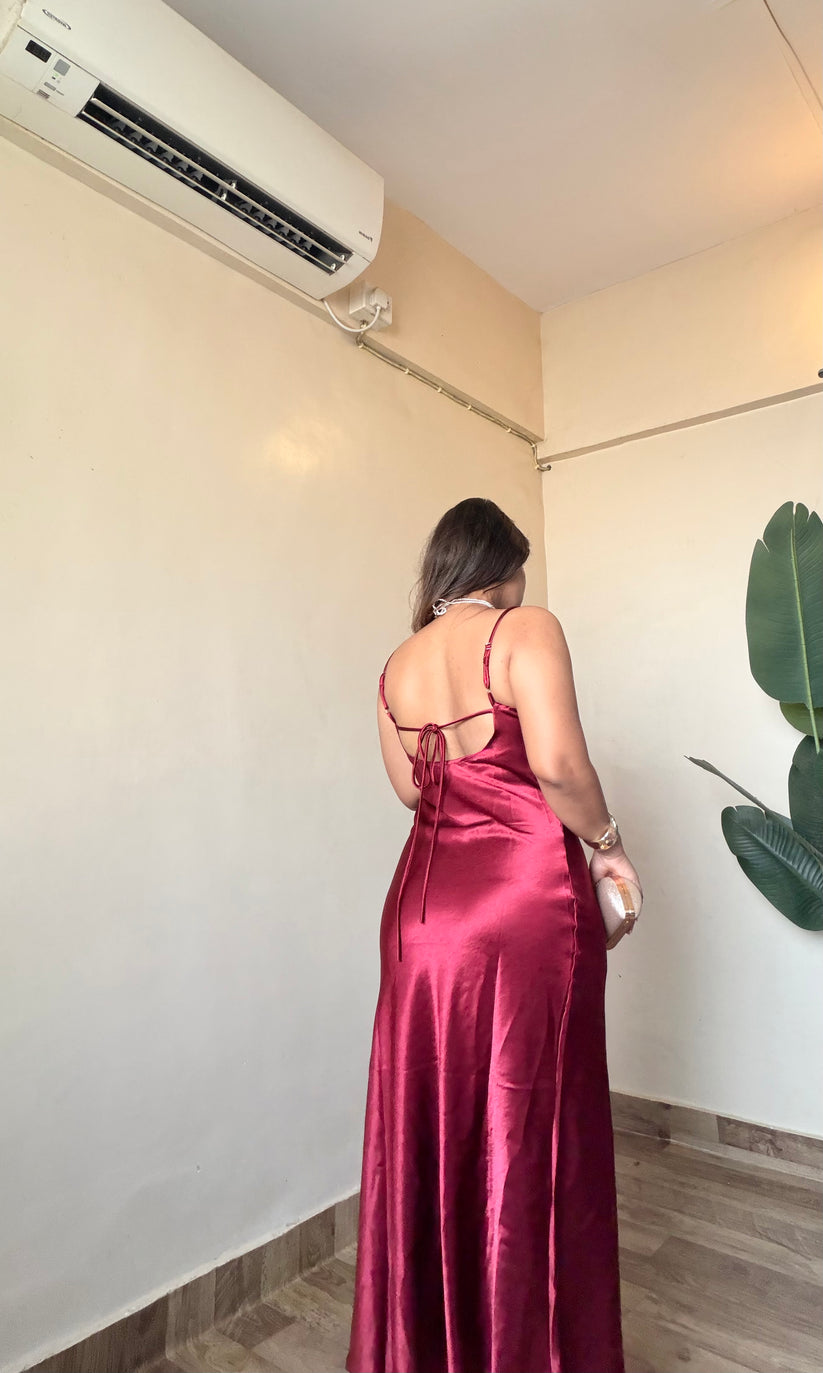 Red Satin Slip Dress