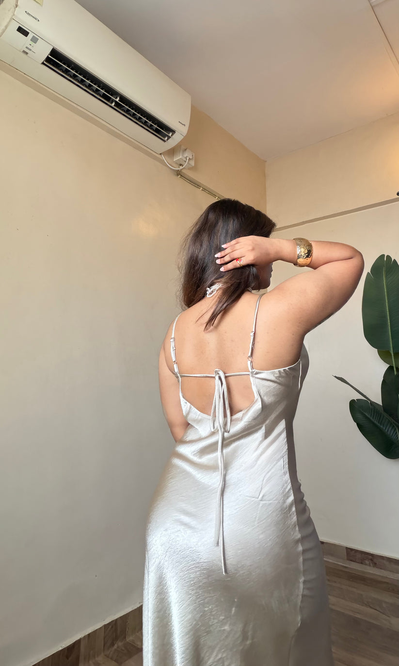 Red Satin Slip Dress