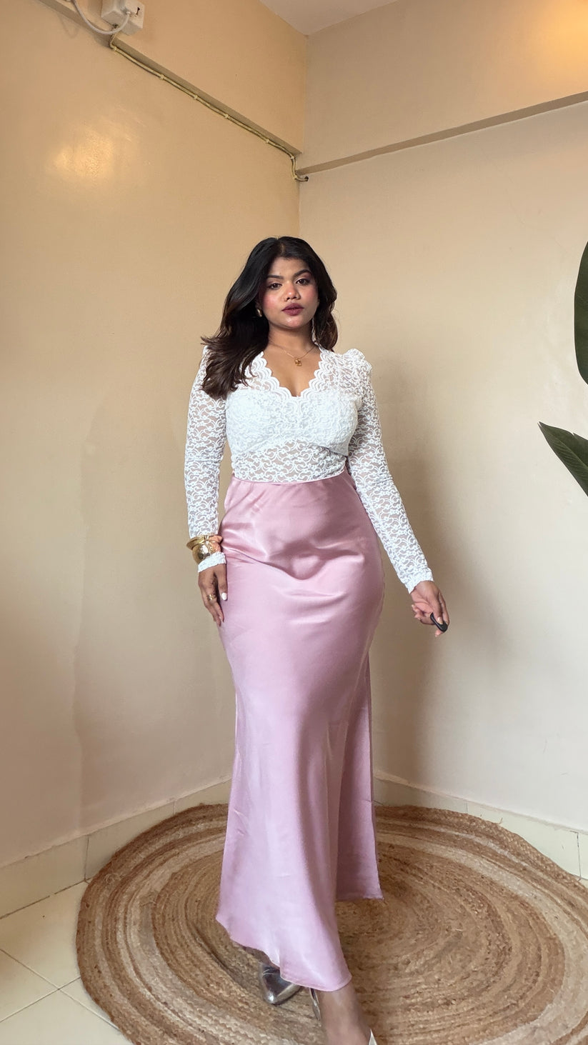 Premium Mauve Pink Satin Skirt