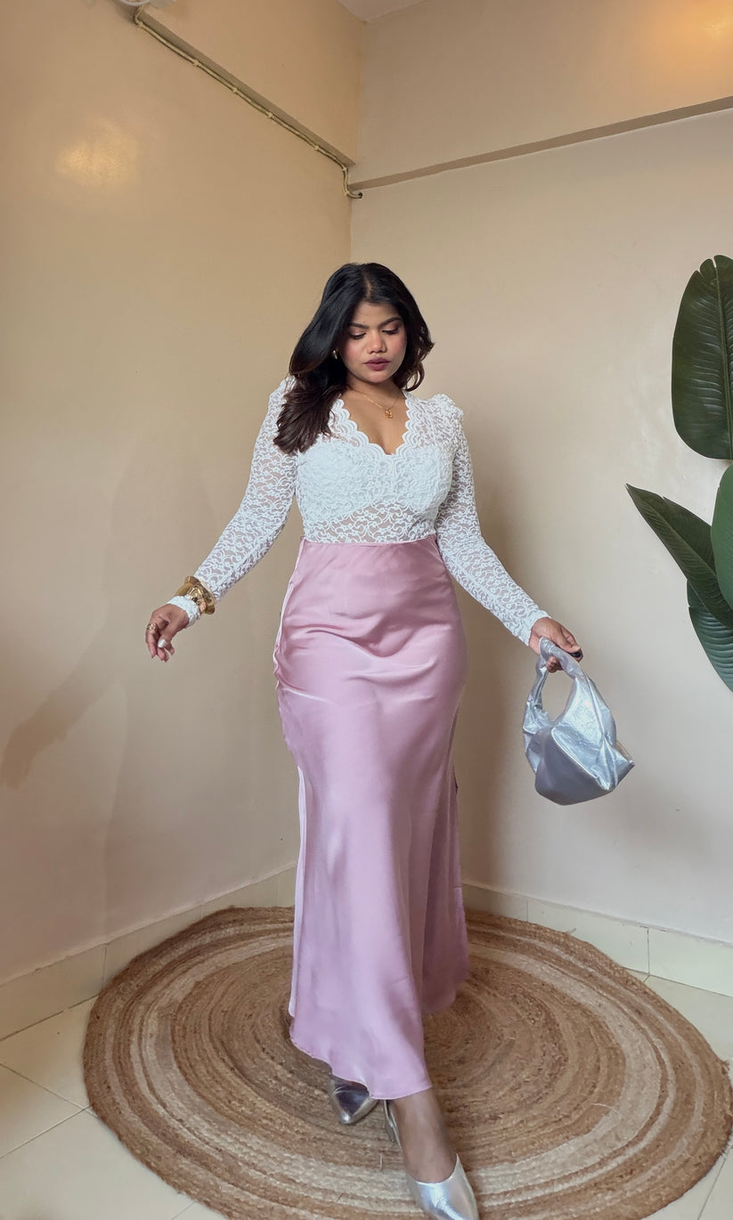 Premium Mauve Pink Satin Skirt