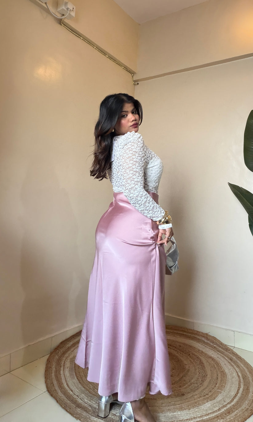 Premium Mauve Pink Satin Skirt